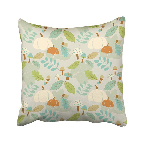 USART Blue Whimsical Fall Pattern with Leaves Thanksgiving Colorful
