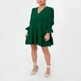 thumbnail image 2 of PENGXIANG Femmes une Ligne Mini Robe Décontractée Manches Longues Ample Ajustement V Robe de Cou, 2 of 9
