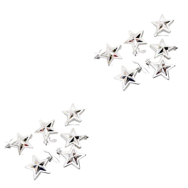 Injueey 6 piezas al aire libre árbol de navidad estrellas decoración patio año nuevo cumpleaños banquete colgante ornamento oficina plata Plata 2Conjunto