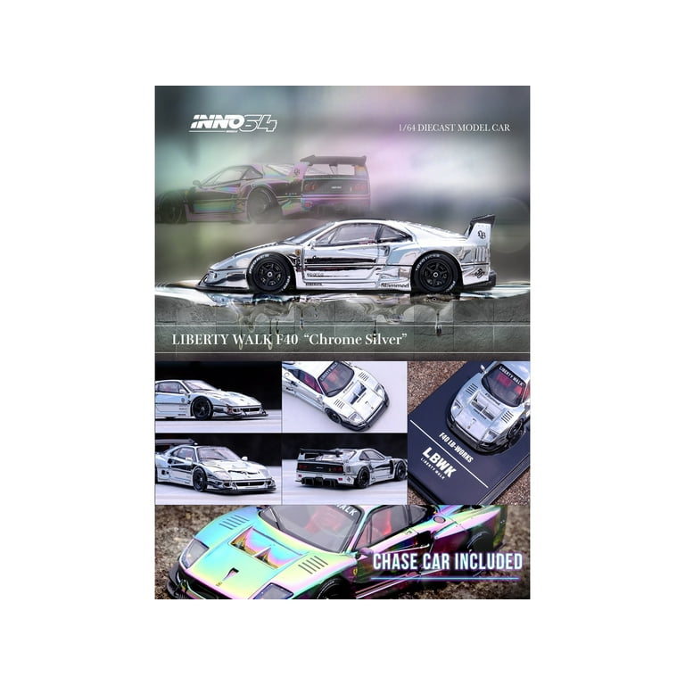 LBWK (Liberty Walk) F40 Chrome Silver 1/64 Diecast Model Car