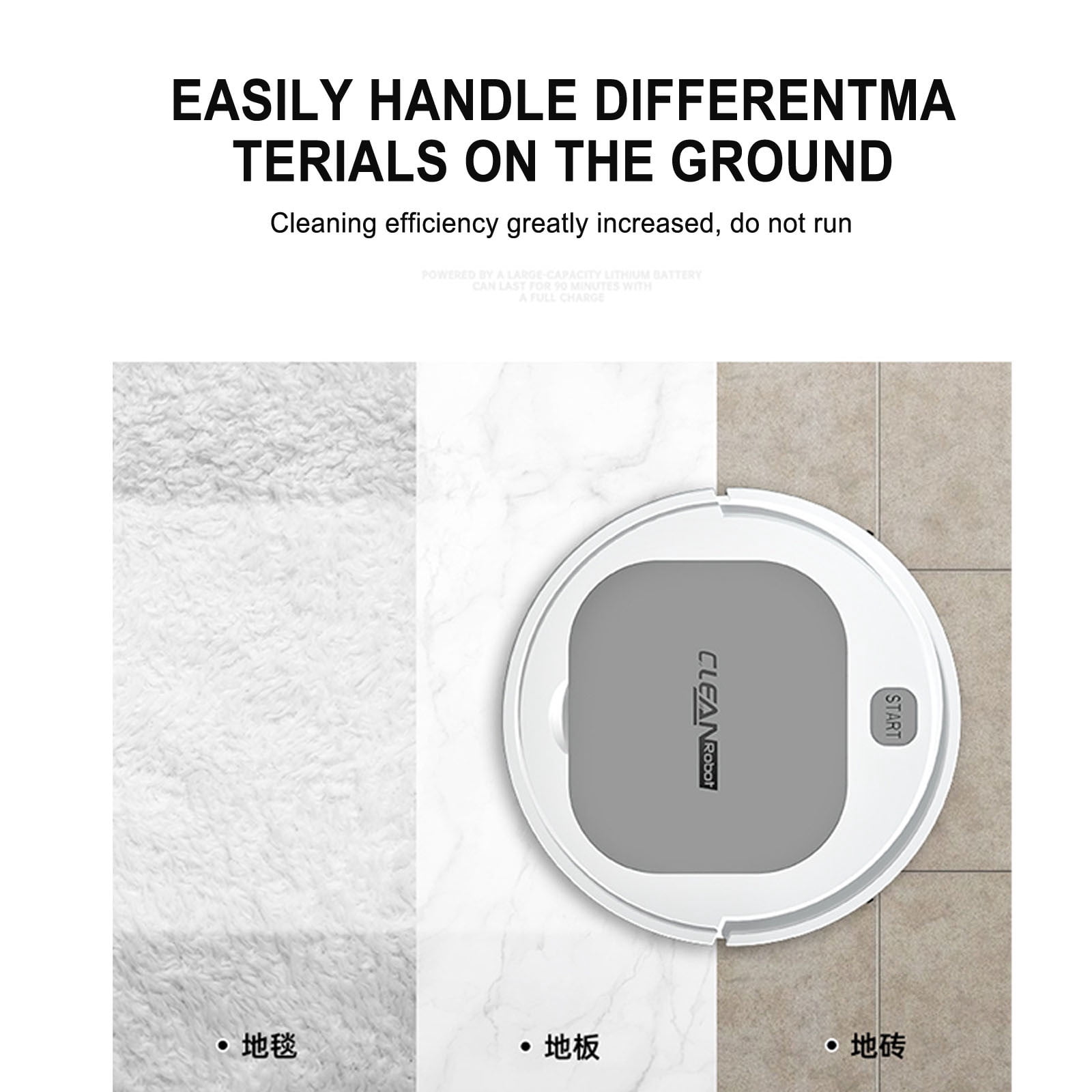 JOGZMZ Robot Vacuum and Mop, 2200Pa Strong Suction, 90Min Quiet Cleaning, 600ML Dust Box, Ideal for Hard Floor & Pet Hair, Smart Automatic Sweeper