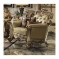 thumbnail image 1 of ACME Vendome Faux Leather Tufted Chair with 2 Pillows in Bone and Gold Patina, 1 of 1