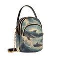 thumbnail image 7 of FORMRS Crossbody Bag for Women Quilted Travel Shoulder Cell Phone Purse with Chain Strap Handbag, Beige Floating Whale, 7 of 7