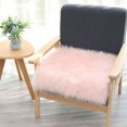 thumbnail image 2 of Soft Fluffy Chair Cushion 18"x18" Faux Sheepskin Non Slip Backing Square Chair Seat Mat Shaggy Pink Small Rugs Living Room Sofa, 2 of 6
