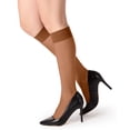 thumbnail image 3 of MeMoi Women's Ultra-Sheer 15 Denier Knee High Hosiery Sock - Womens - Female, One Size, City Beige, 3 of 11
