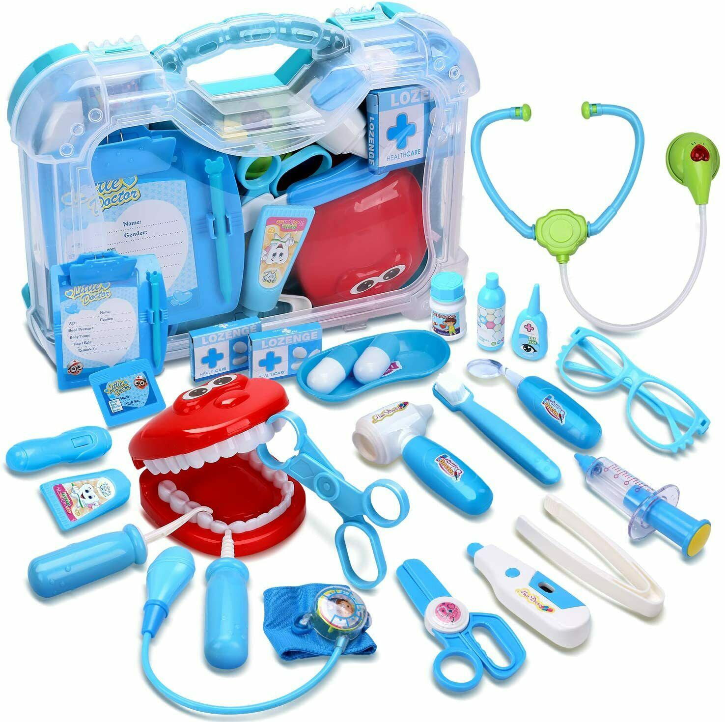 30PCS Kids Pretend Play Dentist Doctor Kit Toy Doctor Playset with Carrying Case 