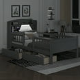 thumbnail image 3 of Euroco Twin Size Wooden Platform bed with Drawers and LED Light, Gray, 3 of 12
