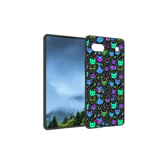Horror-Black-Witchy-Neon-Skulls-6 Phone Case, Degined for Google Pixel 6A Case Men Women, Flexible Silicone Shockproof Case for Google Pixel 6A