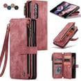 thumbnail image 1 of Para Samsung Galaxy Z Fold 4 5G Funda tipo billetera con Tarjetero, Muñequera con Correa de Cordón de Bolsillo con Cremallera Magnética con soporte, Funda tipo Billetera de Cuero con tapa, 1 of 7