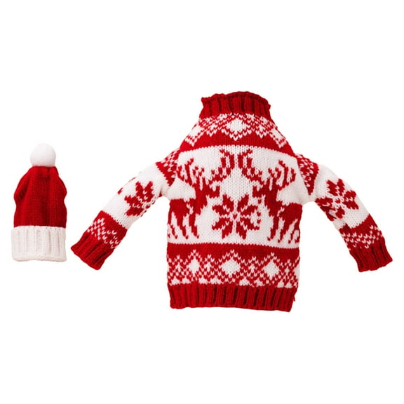 Raindrops Red Sweater Design Wine Bottle Covers Festive Touch 1Set