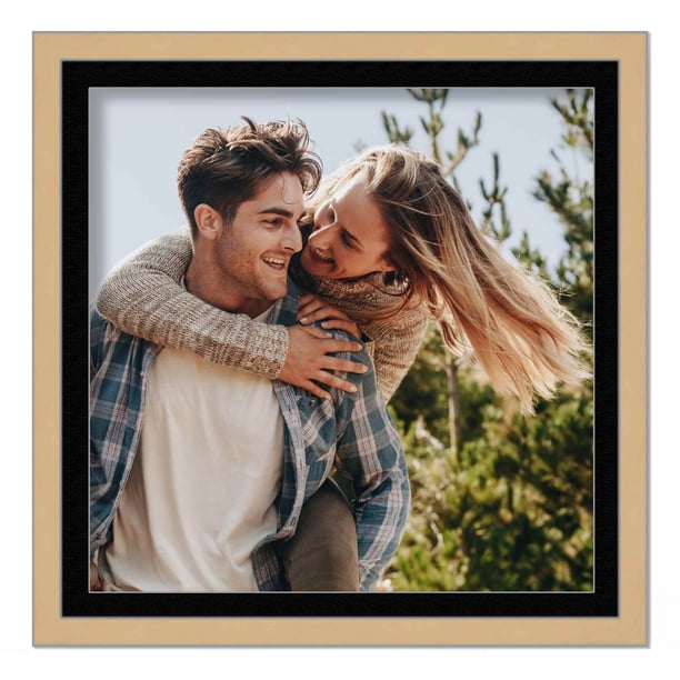 18x18 Frame Natural With Black Picture Mat For 18x18 Photo