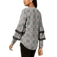 thumbnail image 2 of Alfani Womens Tiered-Sleeve Pullover Blouse, Black, X-Large, 2 of 2