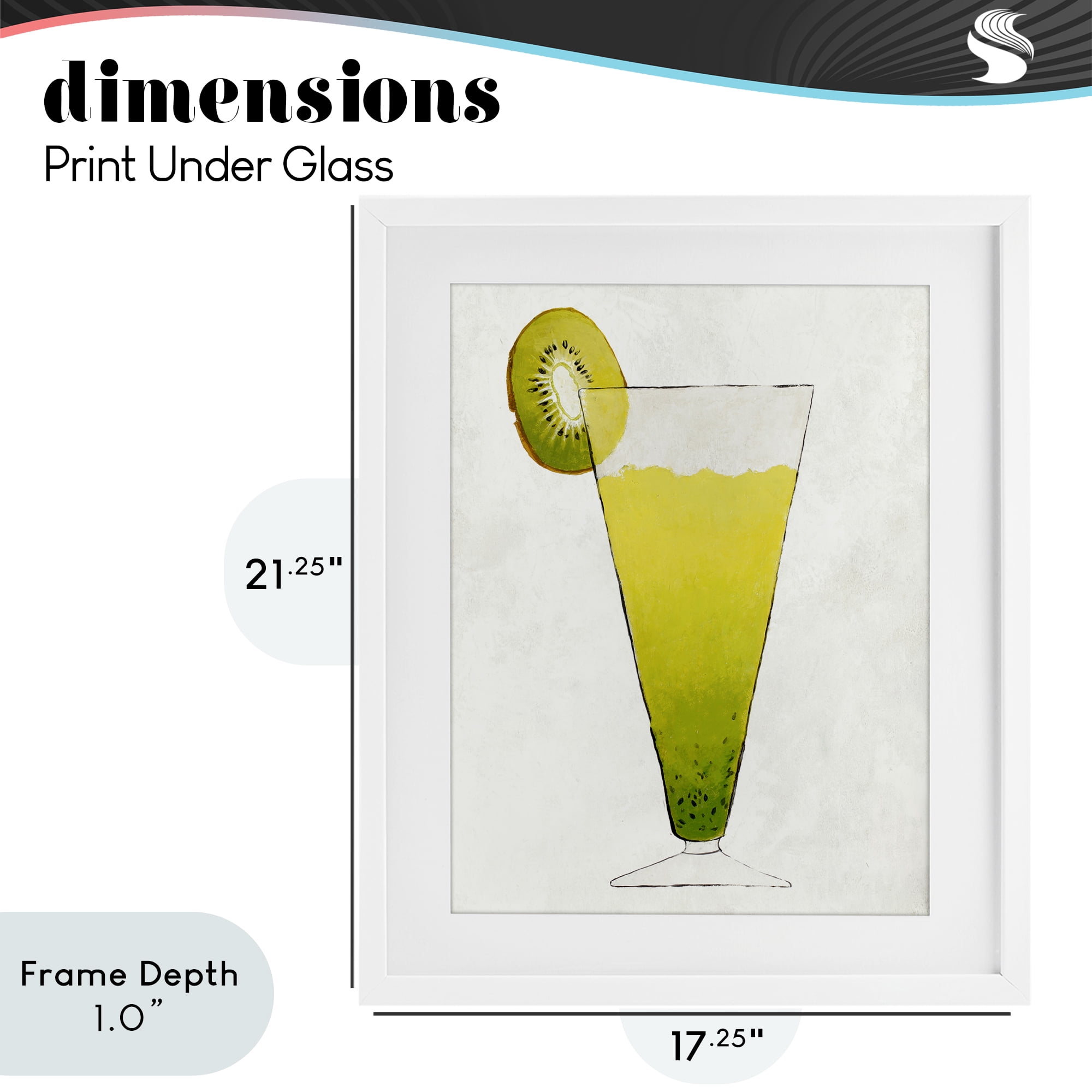 Stupell Industries Summer Cocktail Kiwi Slice White Framed Print Under Glass, design by Lorenzo Collective