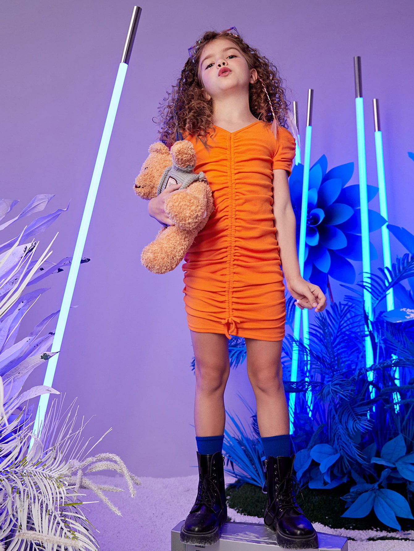 Orange Dressy Girls Neon Orange 