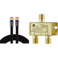 thumbnail image 1 of WWS-RG6 Coaxial Cable 25 ft. + Digital 2-Way Coaxial Cable Splitter (2.5 GHz), 1 of 4