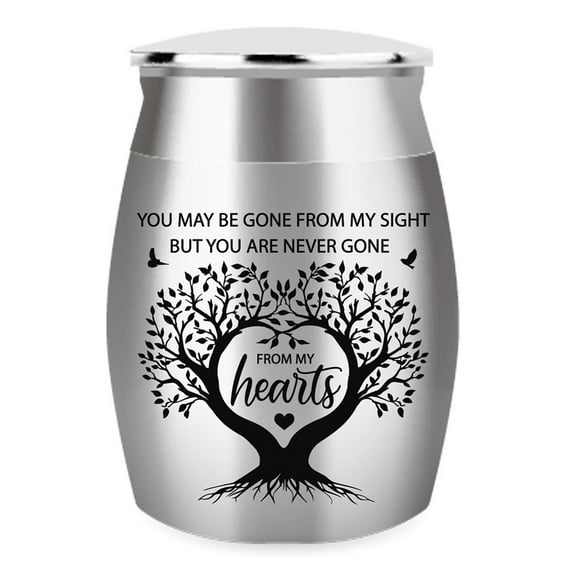 1 pc 1.57 Inch Small Keepsake Urns for Human and Pet Ashes Mini Cremation Urns for Ashes Stainless Steel Memorial Ashes Tree of Life Pattern and Text Design Decorative Urns