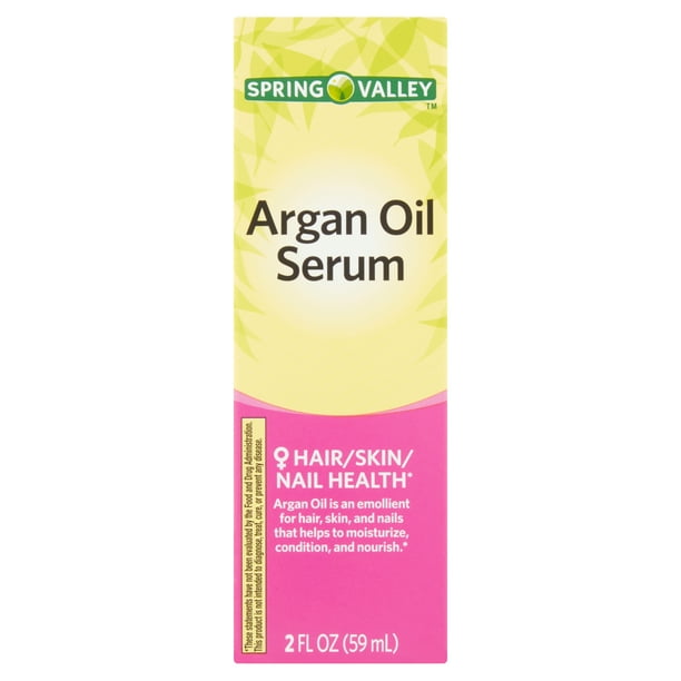 Spring Valley Moisturizing Nourishing Argan Oil Hair Serum with Sweet Almond, Grapeseed & Avocado Oil, 2 fl oz Spring Valley Moisturizing Nourishing Argan Oil Hair Serum with Sweet Almond, Grapeseed & Avocado Oil, 2 fl oz