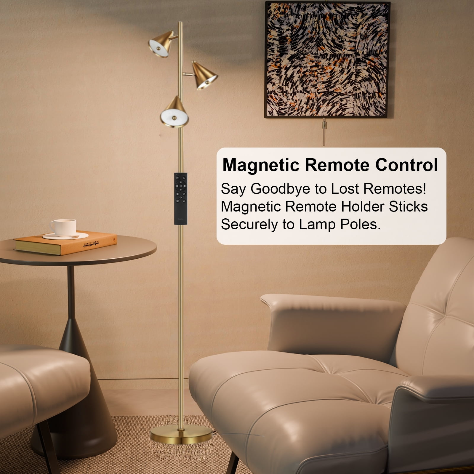 63 in 3 Light  Led Floor Lamp with  Remote Control Bronze ,5CCT & Dimmable,  for Living Room Bedroom Office