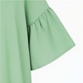thumbnail image 4 of Stamzod Summer Tops for Women Solid Color Ruffle Cotton Linen Shirts Spring 3/4 Length Sleeve V-Neck Blouses for Women Green M, 4 of 5