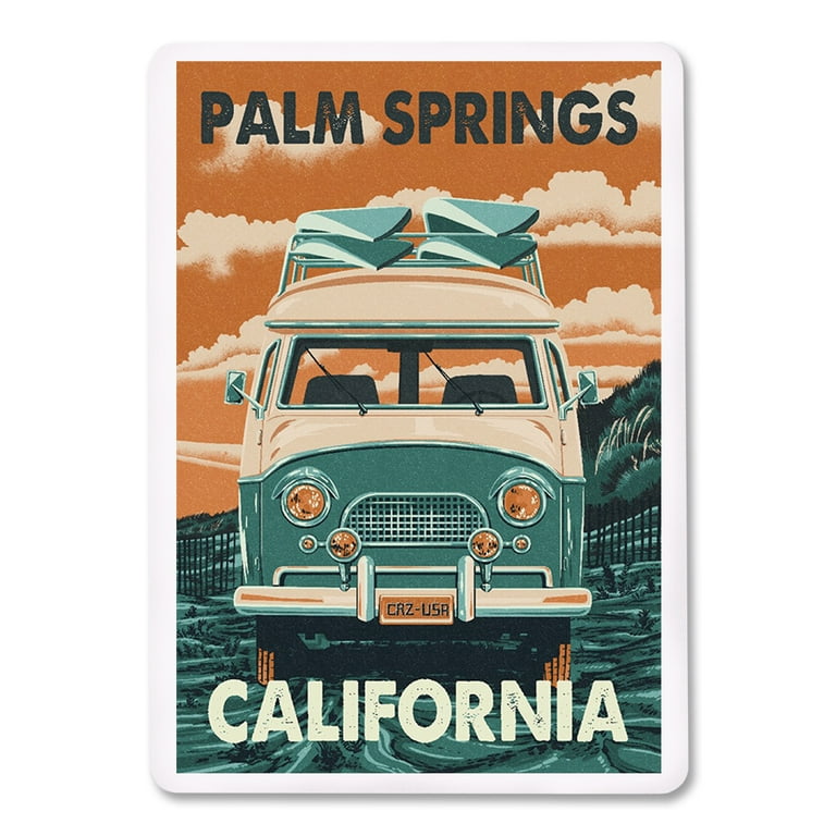 トランプ Palm Springs Playing Cards Palm Springs, California, Letterpress, Camper Van, Lantern Press