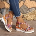 thumbnail image 3 of Rokment Boho Platform Wedge Dress Sandals for Women 2026 Beach Summer Ethnic Colorful Linen Sole Memory Foam Espadrilles High Heels Slingback Sandals A Size 6, 3 of 7