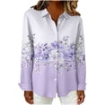 thumbnail image 6 of YUGYXL Women's Button Down Shirts Long Sleeve Trendy Printed Blouses Casual Loose Lapel Collar Tops Fall Fashion Outfit Purple Sweatshirt XXXL, 6 of 6
