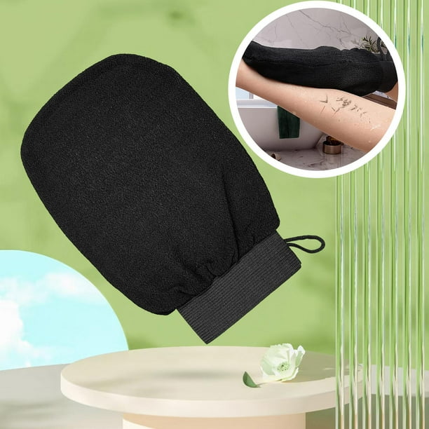 Guante de baño, suave, de doble cara, guante de limpieza , diseño de cordón, guantes de para limpieza profunda del cuerpo, SPA, , negro Colco Guantes de ducha