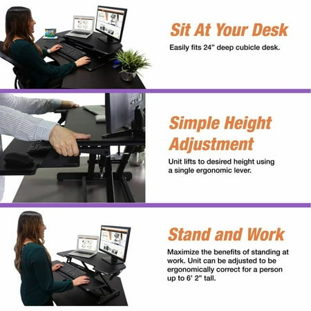 Victor - High Rise Height Adjustable Corner Standing Desk with Removable Keyboard Tray - Black