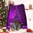 thumbnail image 4 of RXMEKW Chandail Graphique de Noël en Tricot pour Femmes à Manches Longues et Col Rond pour l'Automne, Tenue Décontractée en Violet, 4 of 6
