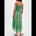 thumbnail image 4 of Vestido Tubo de Verano para Mujer, Liso, Sin Tirantes, con Hombros Descubiertos y Volantes. Verde L, 4 of 7