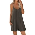 thumbnail image 2 of ICHUANYI Clearance Women's Casual Jumpsuit Summer Sleeveless Jumpsuit Loose Shorts Jumpsuit Belt Pocket(Dark Gray, M) ICHUANYI WER2023080808728, 2 of 8