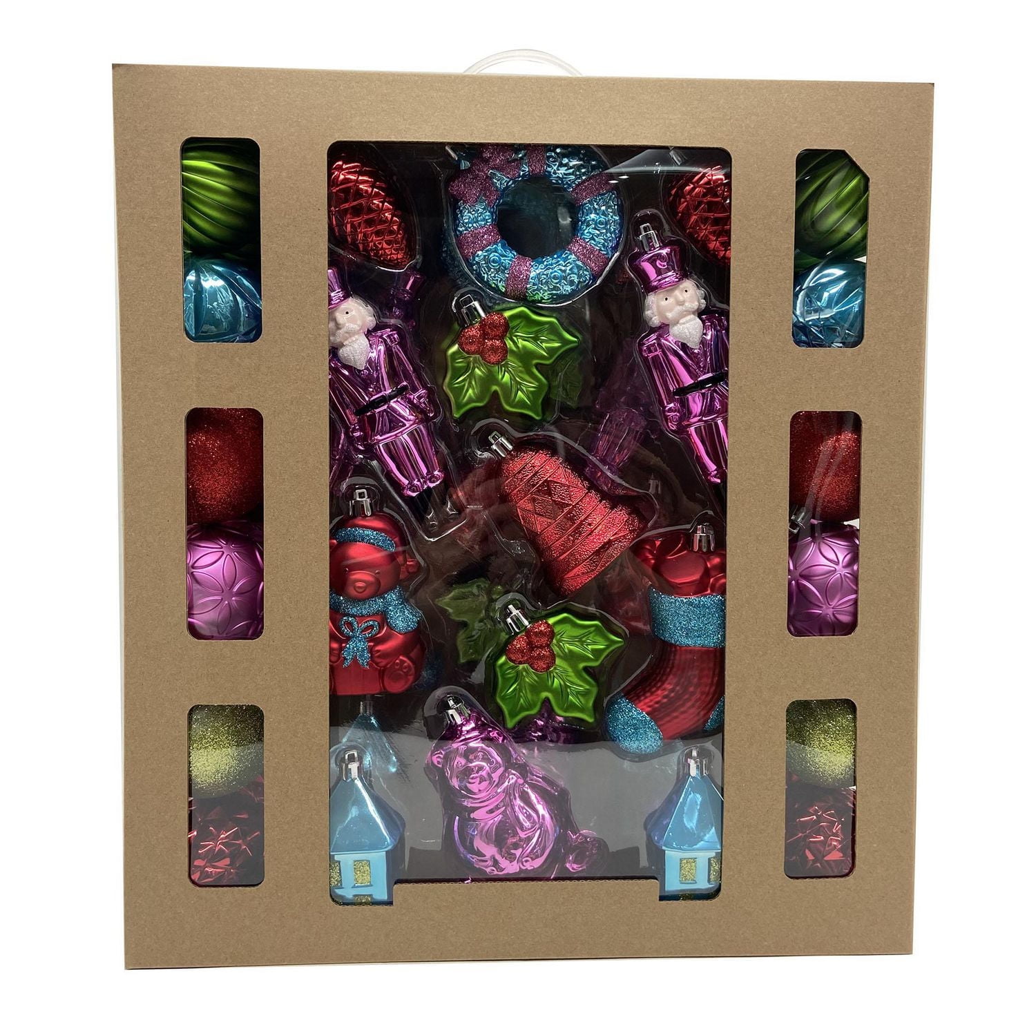 Holiday Time 50-Count Iconic Symbols of Christmas Shatterproof Christmas Ornaments, Whimsy Theme