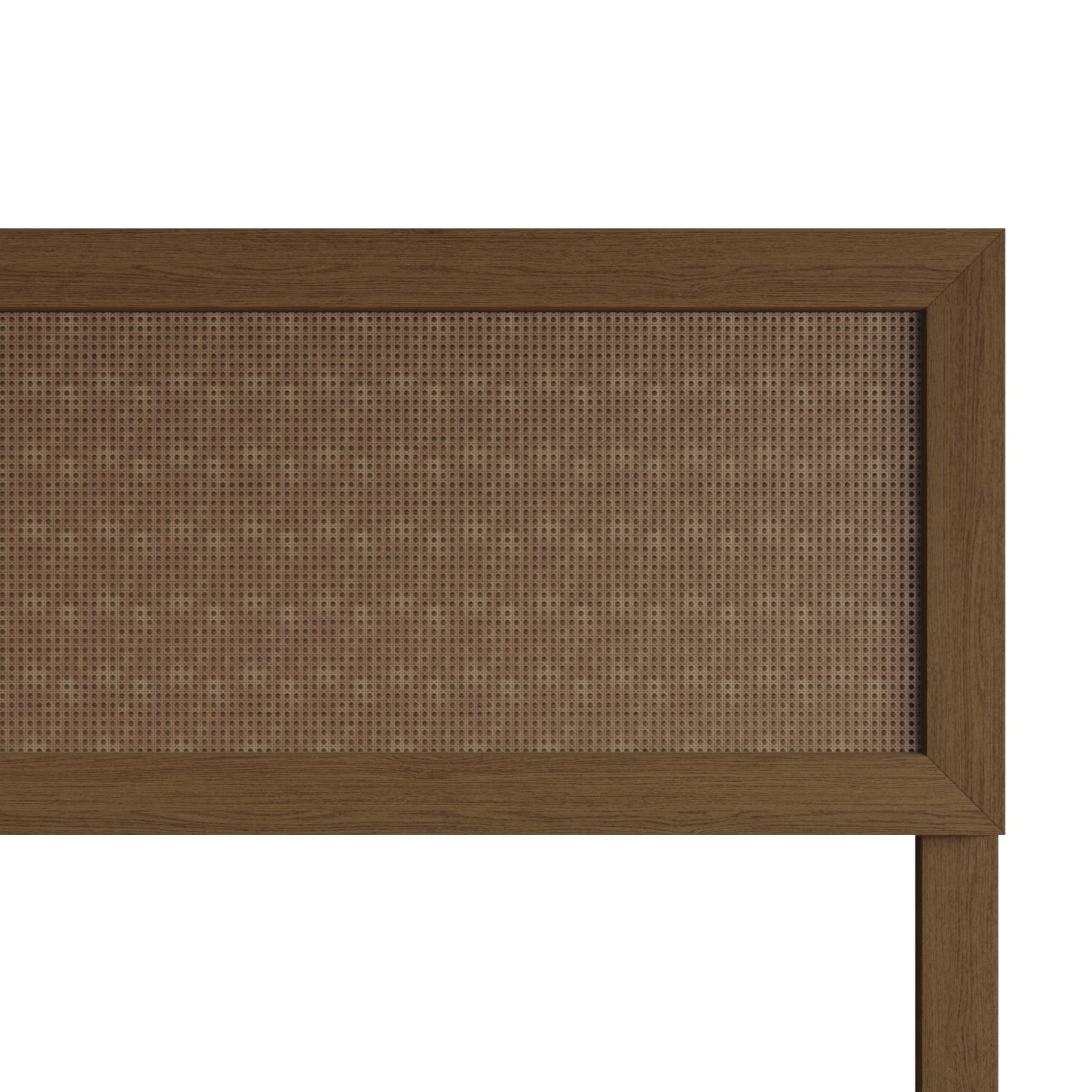 Castle Place Classic Rattan King Wooden Headboard, Walnut