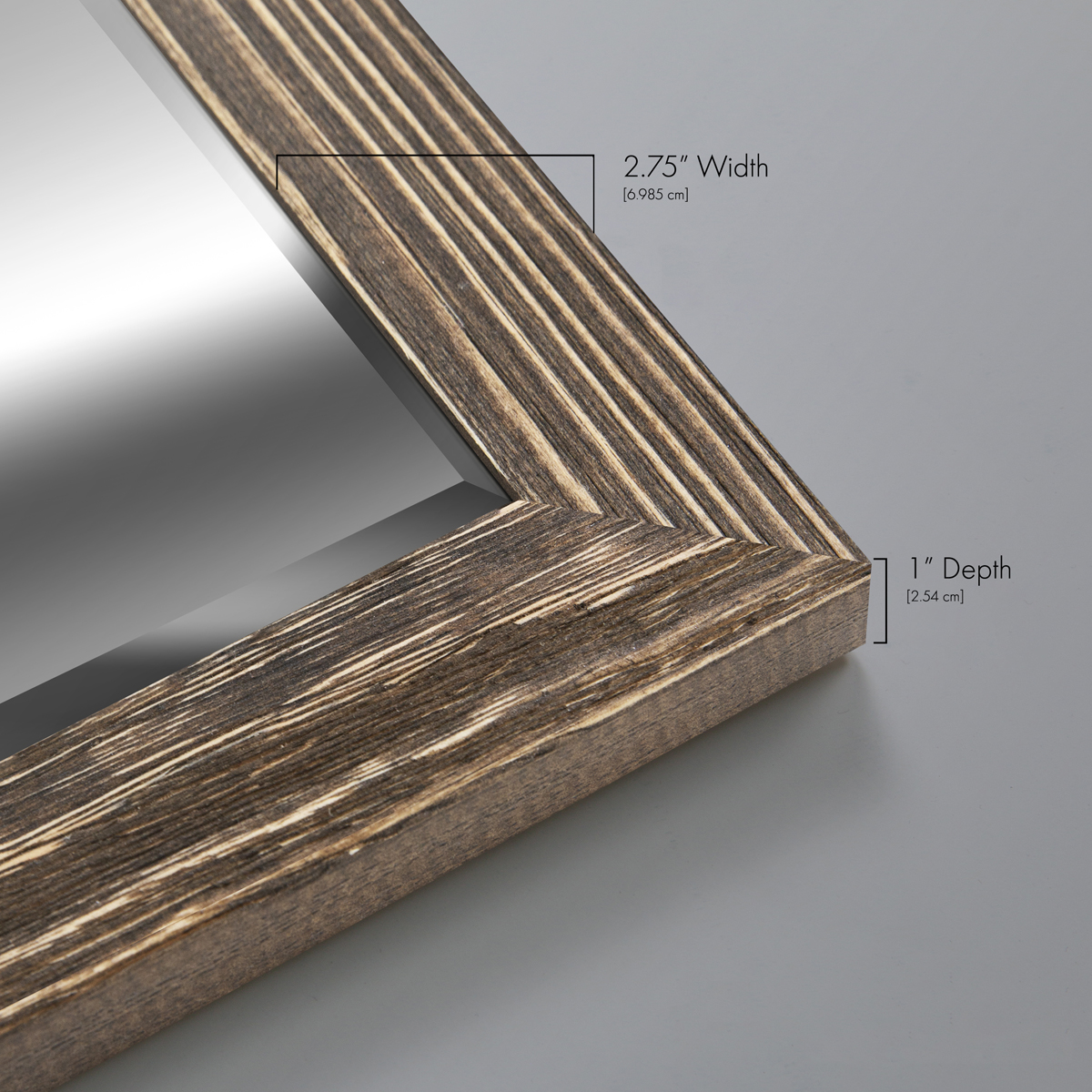 25 in. W x 61 in. H Framed Rectangle Beveled Edge Wood Full Length Mirror in Walnut