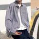 thumbnail image 1 of pstuiky camisas de manga larga para hombre, Camisa informal de moda para hombre con solapa, manga larga, botones y rayas con bolsillo top de hombre xxl, 1 of 4