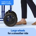 thumbnail image 2 of Medline Transport Wheelchair with Permanent Full-Length Arms and Handbrake, Lightweight, Swing-Away Footrests, 300 lb Capacity, Blue, 2 of 6