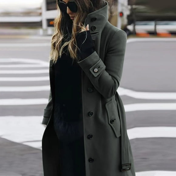 Amzcrzy Trench Coat Women Autunm and Winter Women Casual Coat Long Sleeve Suit Collar Solid Cardigan Buttons Nizi Overcoat Windbreaker Jackets for Women Womens Long Sleeve Tops Womens Jacket