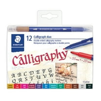 STAEDTLER Calligraph Duo Double-Ended Calligraphy Markers, 12 Count, Multi-Color, Archival Safe Ink