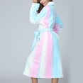 thumbnail image 4 of XIAONU Womens Plush Robe Relaxed Fit Geometric Print Sleepwear Warm Stylish Loungewear Gown, 4 of 7