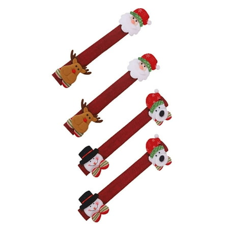 

Fuieoe Christmas Outdoor Decorations 4pcs Christmas Refrigerator Door Handle Cover Kitchen Appliances Glove Protector