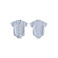 thumbnail image 2 of Cenuakty Baby 0-18M Boys Summer Shirt Jumpsuit Stripe Print Short Sleeve Lapel Button Down Romper with Pocket, 2 of 9