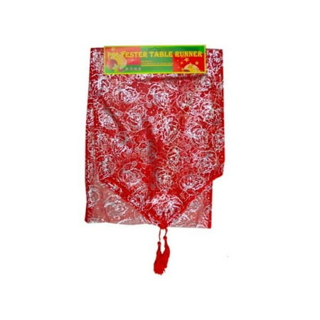 

Kole Imports GH715-72 Red & Gold Bell Designs Table Runner - Case of 72