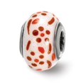 thumbnail image 1 of Sterling Silver Reflections Brown & Orange Glitter Flower Italian Glass Bead, 1 of 1