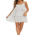 thumbnail image 2 of PENGXIANG Femmes Couches Volants Gâteau Robe Paillettes Spaghetti Sangle Mini Robe Backless Parti Danse Robe Cami, 2 of 7