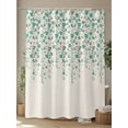 thumbnail image 4 of Flower Teal Shower Curtain, Grey Cherry Blossoms Cotton Linen Background Waterproof Shower Curtain Set with 12 Hooks Lightweight Washable Fabric Shower Curtains for Bathroom 60x72 Inches, 4 of 6