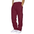 thumbnail image 2 of Nestiefly Mens Cargo Pants Hiking Athletic Joggers Sweatpants Elastic Waist Drawstring Casual Trousers with Multi Pockets Wine 3XL, 2 of 4
