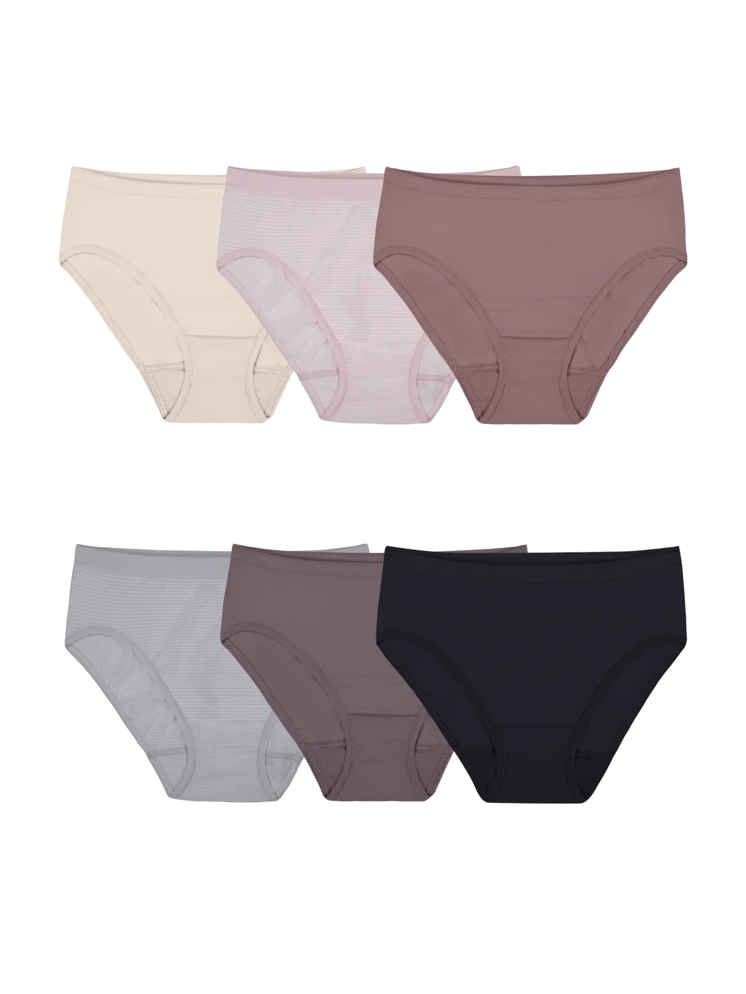 Fruit of the Loom Women's Seamless Underwear, No Show Panties, Multiple Styles, 4‑Way Stretch, 6-Pack, Sizes S-3XL