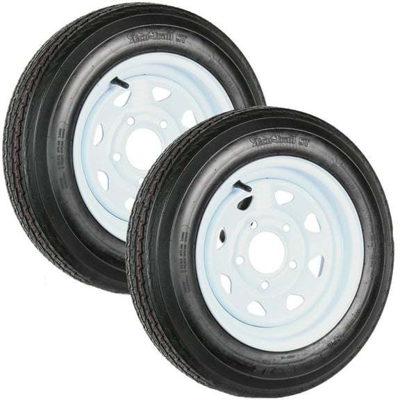 eCustomrim 2-Pack Trailer Tires On Rims 4.80-12 480-12 4.80 x 12 Load B 5 Lug White Wheel