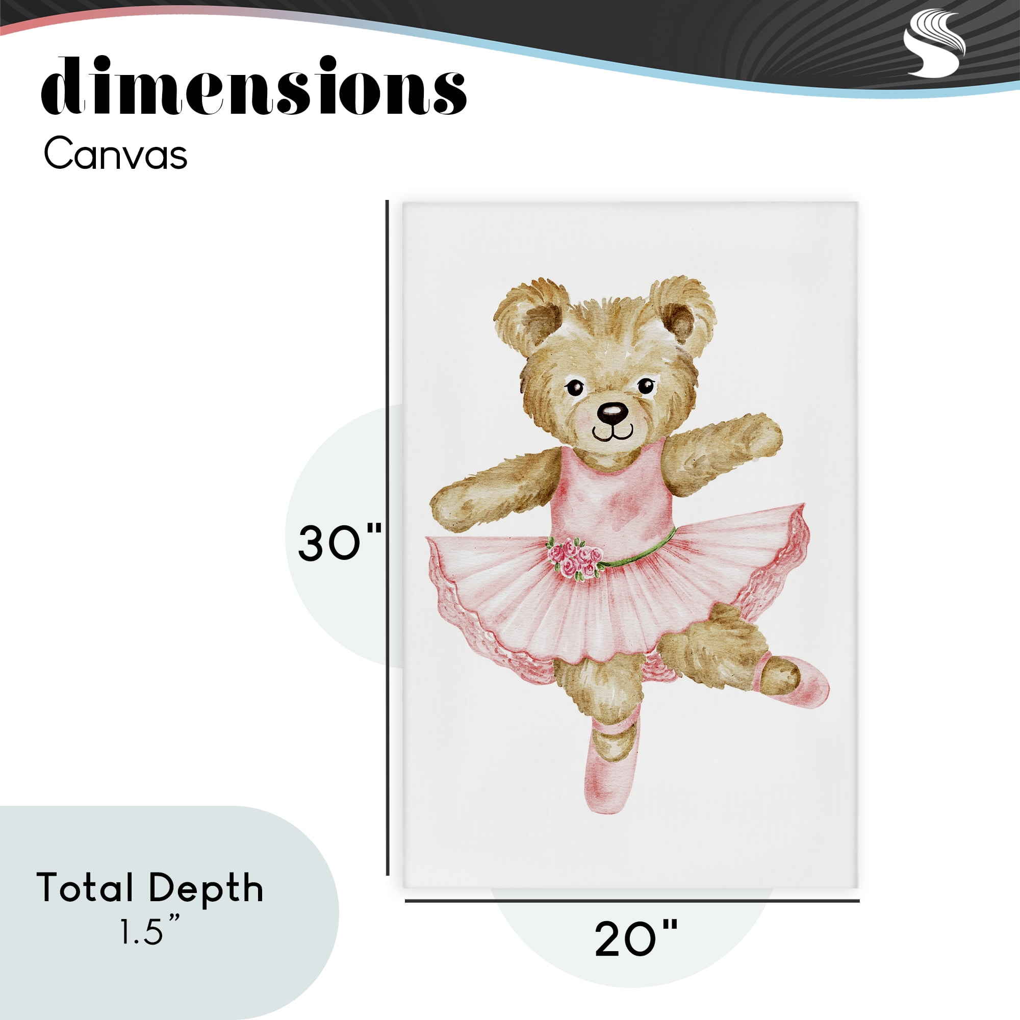 Ballerina Teddy Bear Canvas Wall Art, design by Amy Hall