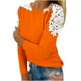 thumbnail image 2 of Women's Floral Lace Crochet Tops Long Sleeve Shirts Fitted Tunic Trendy Blouses Dressy Causal Fall Clothing Orange XXL, 2 of 5